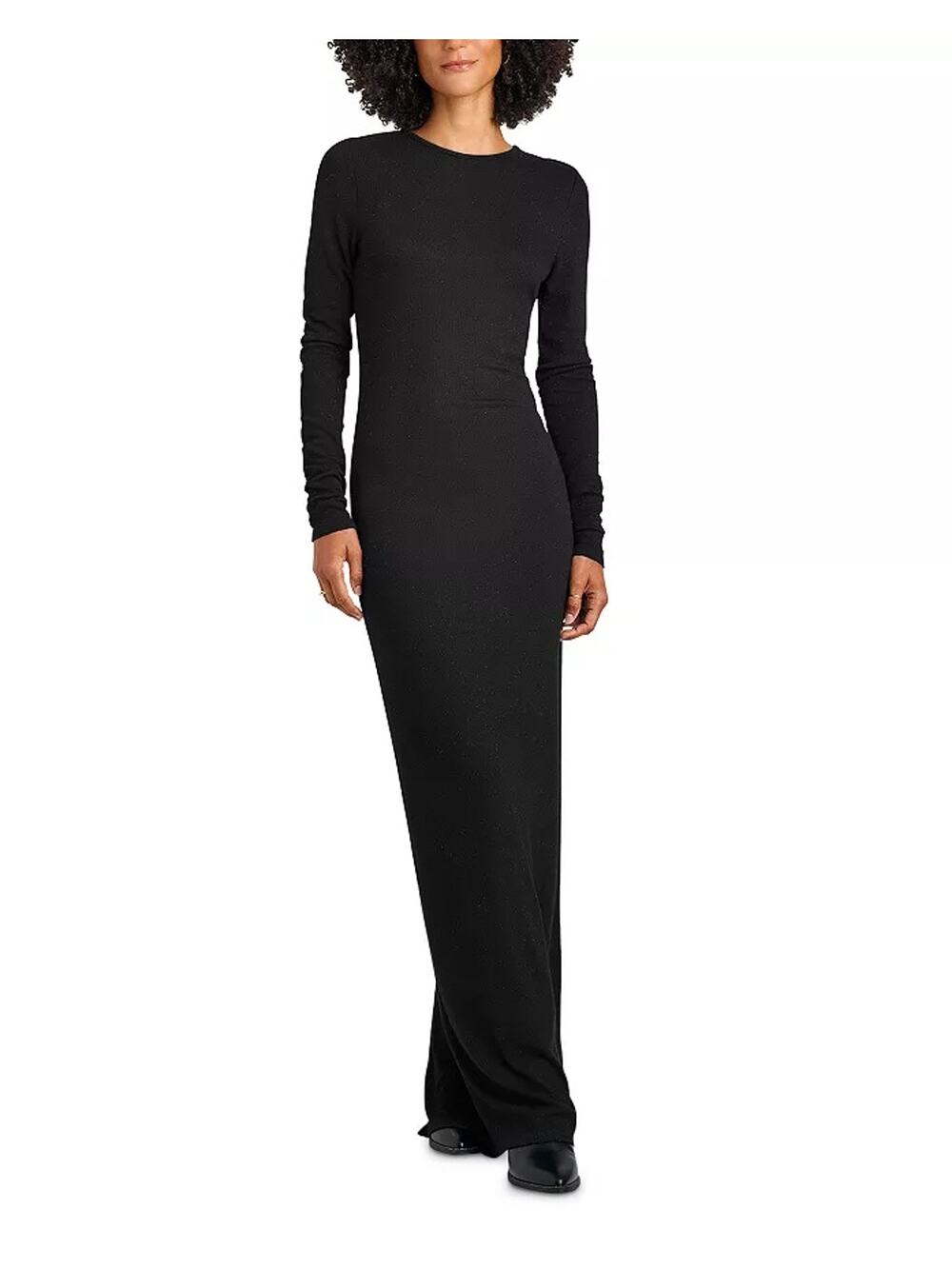 Splendid Women Black Shimmer Knit Viscose Isabella Evening Slit Dress Size S